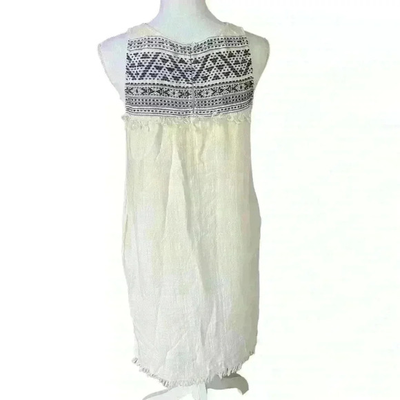 Anthropologie DREW Shift Dress Size S Sleeveless Cream Aztec Design w Pockets - Picture 2 of 13
